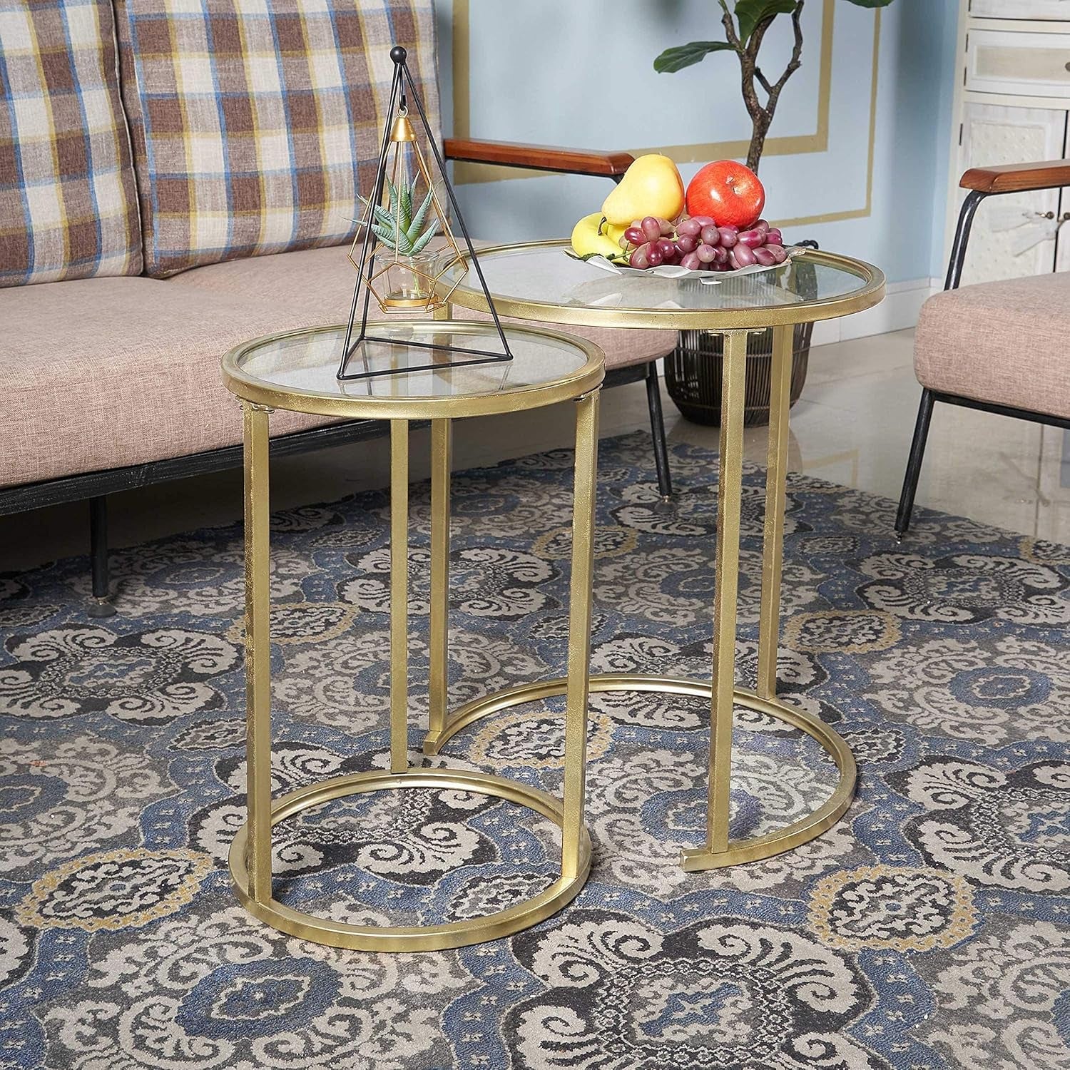 Glass Nesting Small Stacking Drink Coffee Table