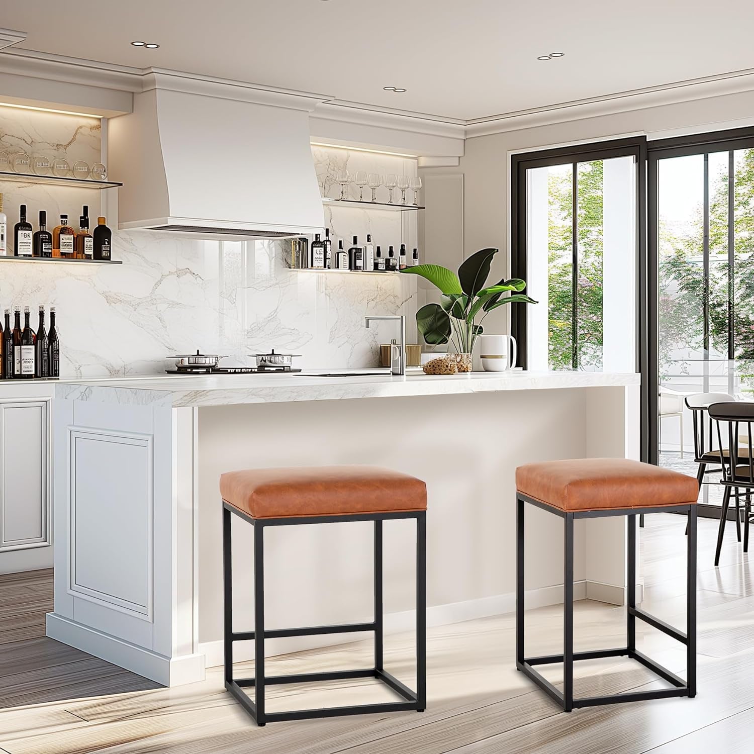Kitchen Counter Backless Modern Barstools Set
