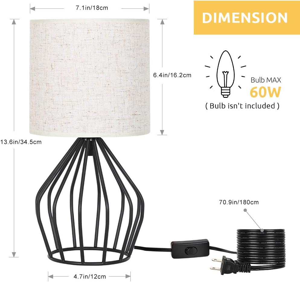 Vintage Nightstand Lamp for Bedroom Living Room