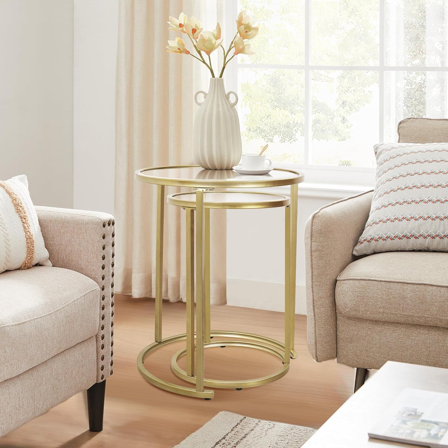 Glass Nesting Small Stacking Drink Coffee Table
