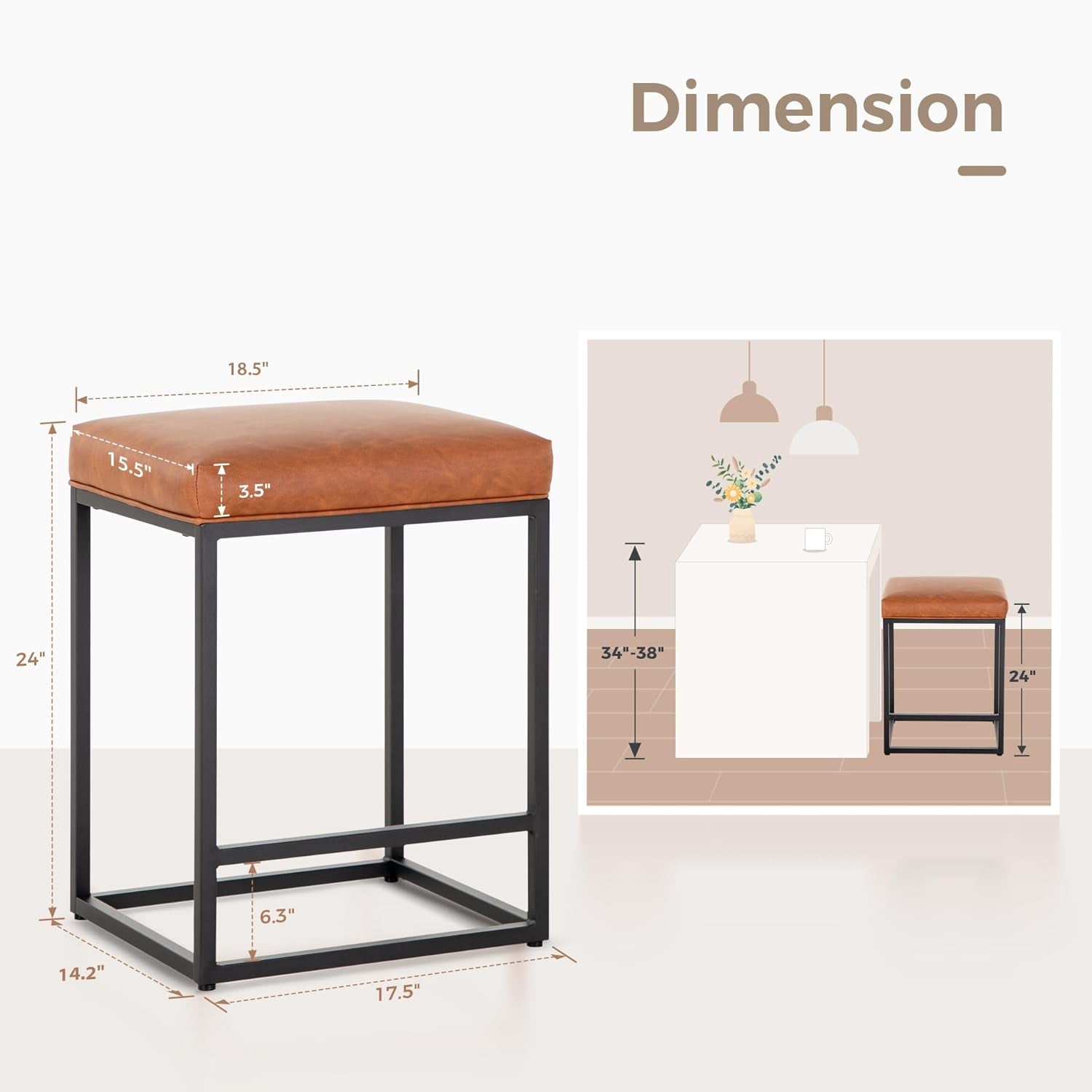 Kitchen Counter Backless Modern Barstools Set