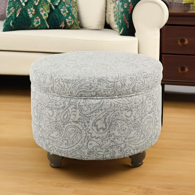 Upholstered round Storage Ottoman