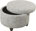 Upholstered round Storage Ottoman 