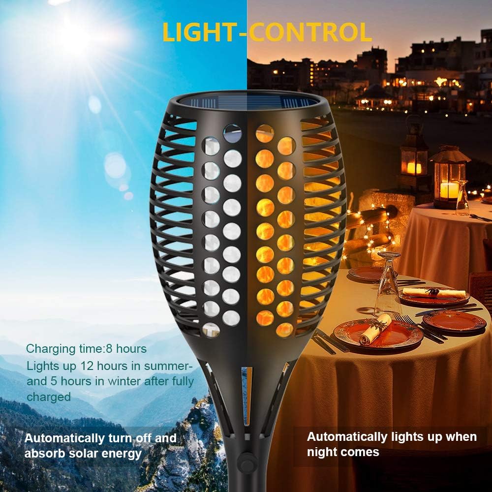 Waterproof Solar Light with Flickering Flames for Yard Garden