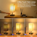 Touch Control Bedside Lamp, 3-Way Dimmable with USB-C & A Ports